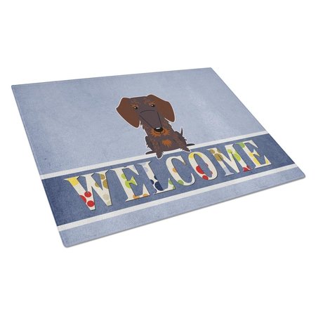 CAROLINES TREASURES Wire Haired Dachshund Chocolate Welcome Glass Cutting Board Large BB5710LCB